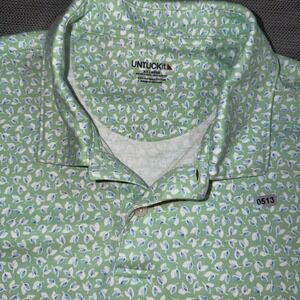 UNTUCKit Mens XX Large Green Floral Print Short Sleeve Collared Polo Shirt